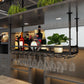 Metal Hanging Kitchen Wine Holder with Glass Holder & Storage Shelf Clearhalo 'furn' 'furn_wine_racks' 'Furniture' 'Kitchen & Dining Furniture' 'Wine Racks' 'wine_racks' 7662073