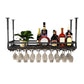 Metal Hanging Kitchen Wine Holder with Glass Holder & Storage Shelf Clearhalo 'furn' 'furn_wine_racks' 'Furniture' 'Kitchen & Dining Furniture' 'Wine Racks' 'wine_racks' 7662076