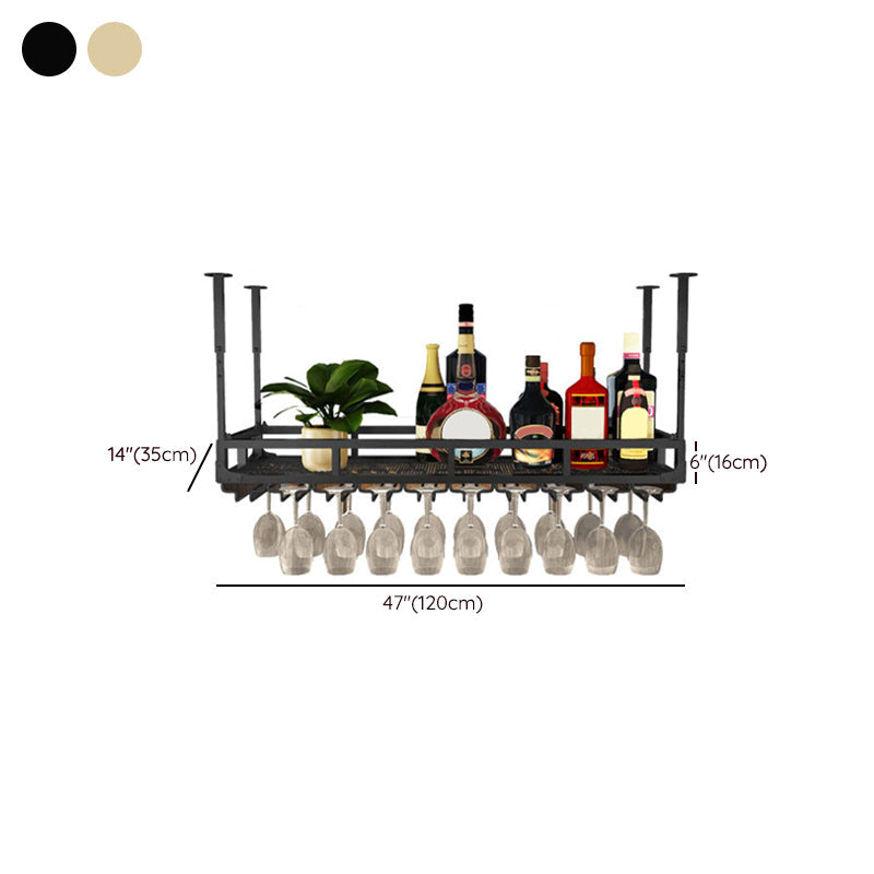 Metal Hanging Kitchen Wine Holder with Glass Holder & Storage Shelf Clearhalo 'furn' 'furn_wine_racks' 'Furniture' 'Kitchen & Dining Furniture' 'Wine Racks' 'wine_racks' 7662084