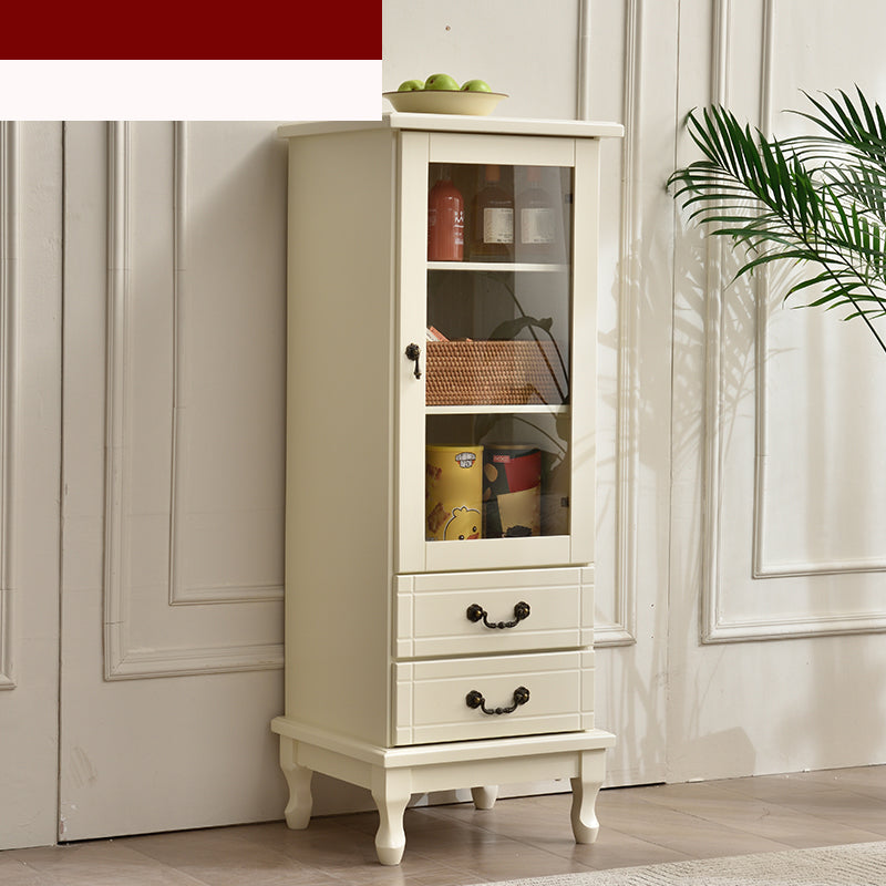 Matte Finish Wooden Floor Wine Holder with Storage for Dining Room 18"L x 16"W x 48"H Ivory Clearhalo 'furn' 'furn_wine_racks' 'Furniture' 'Kitchen & Dining Furniture' 'Wine Racks' 'wine_racks' 7662091