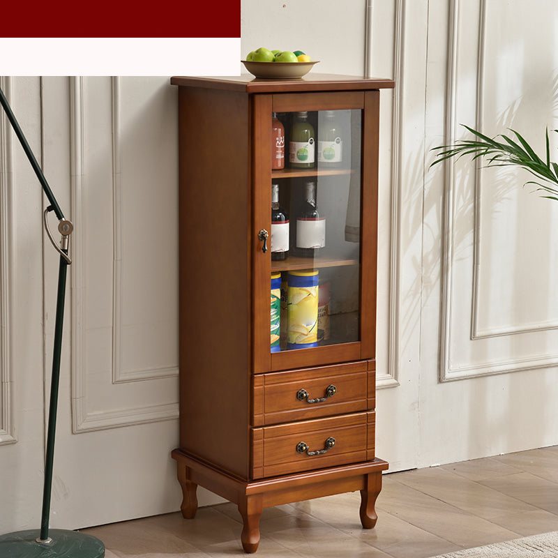 Matte Finish Wooden Floor Wine Holder with Storage for Dining Room 18"L x 16"W x 48"H Coffee Clearhalo 'furn' 'furn_wine_racks' 'Furniture' 'Kitchen & Dining Furniture' 'Wine Racks' 'wine_racks' 7662095