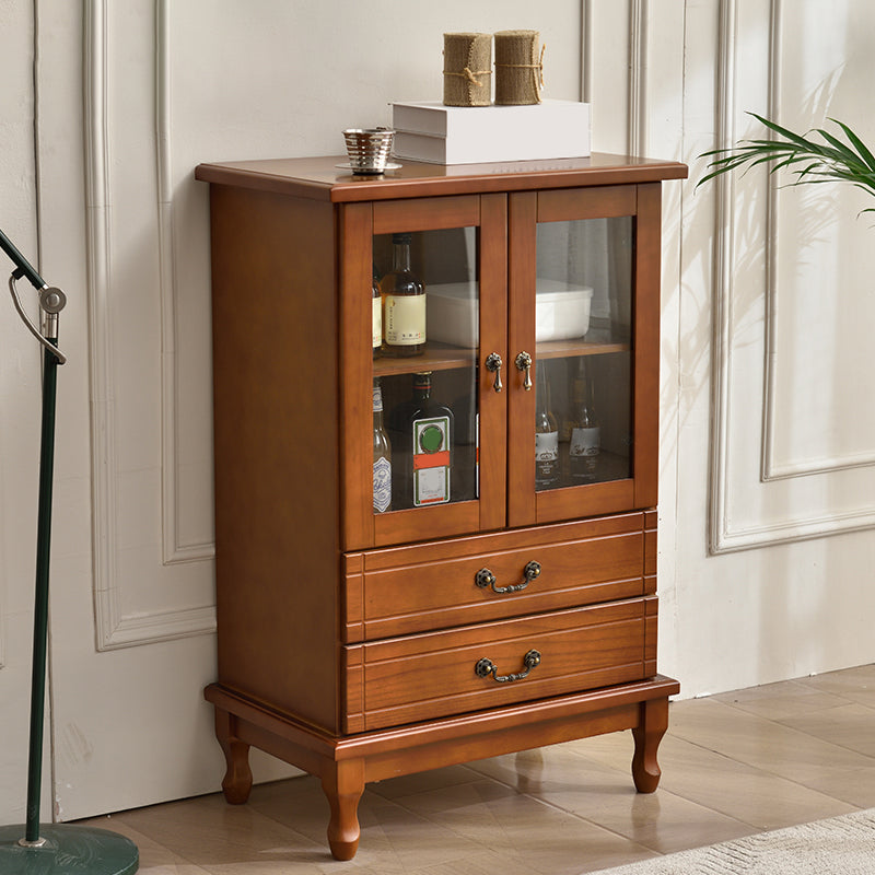 Matte Finish Wooden Floor Wine Holder with Storage for Dining Room 26"L x 16"W x 40"H Coffee Clearhalo 'furn' 'furn_wine_racks' 'Furniture' 'Kitchen & Dining Furniture' 'Wine Racks' 'wine_racks' 7662097