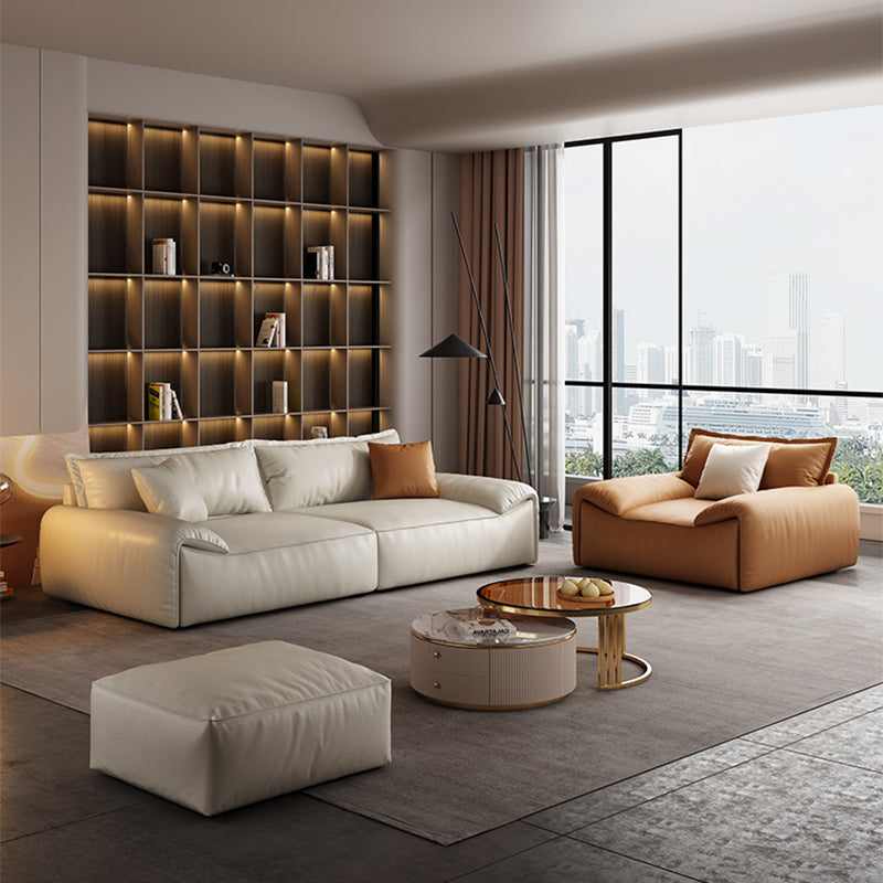 Contemporary Solid Color Pillow Top Arm Sofa For Living Room