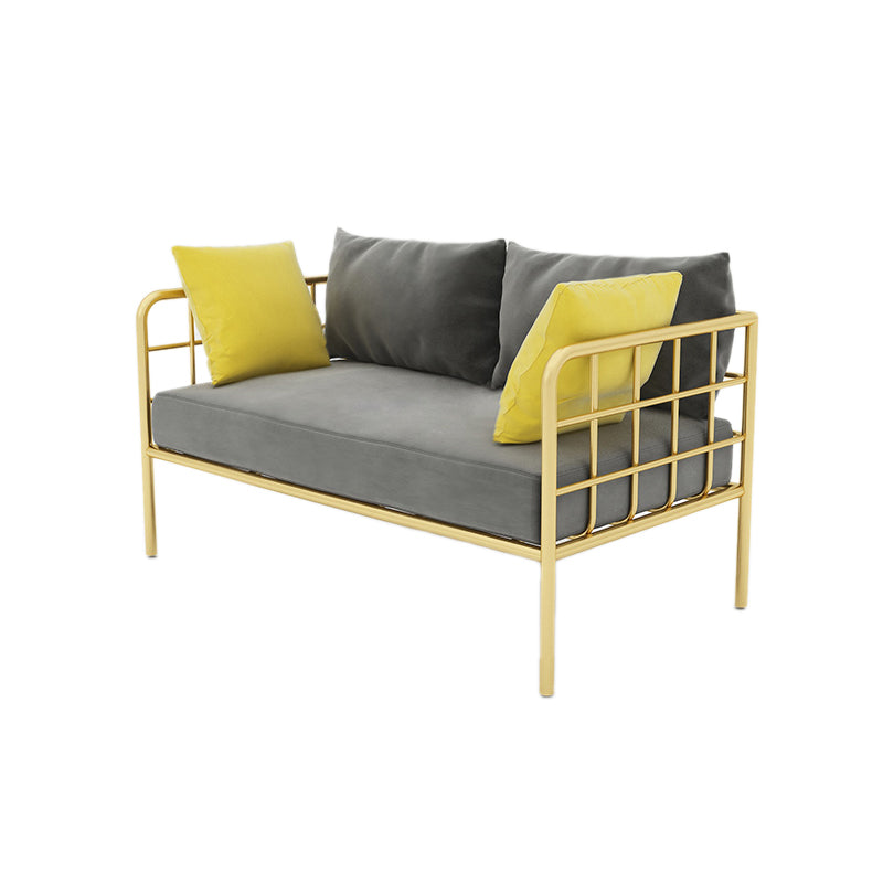 Zeitgenössischer Metallrahmen Samt quadratische Armsofa für Wohnzimmer
