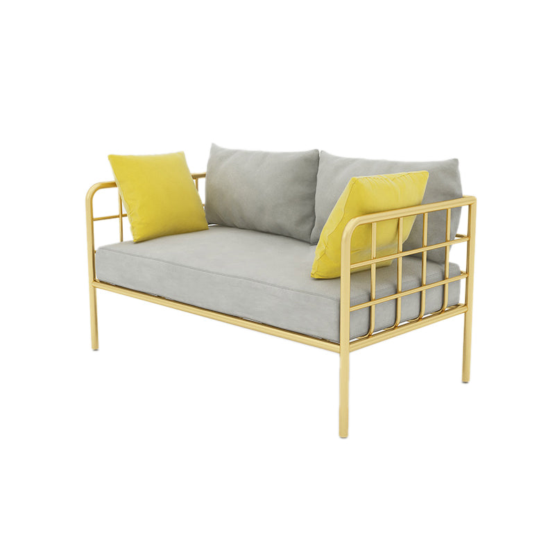 Zeitgenössischer Metallrahmen Samt quadratische Armsofa für Wohnzimmer