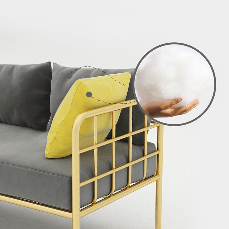 Zeitgenössischer Metallrahmen Samt quadratische Armsofa für Wohnzimmer