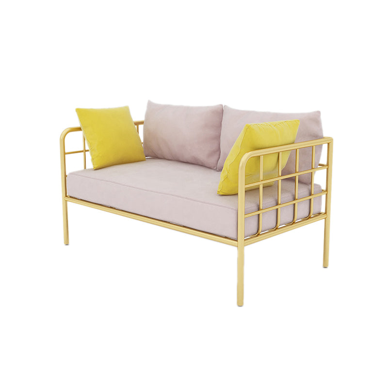 Zeitgenössischer Metallrahmen Samt quadratische Armsofa für Wohnzimmer