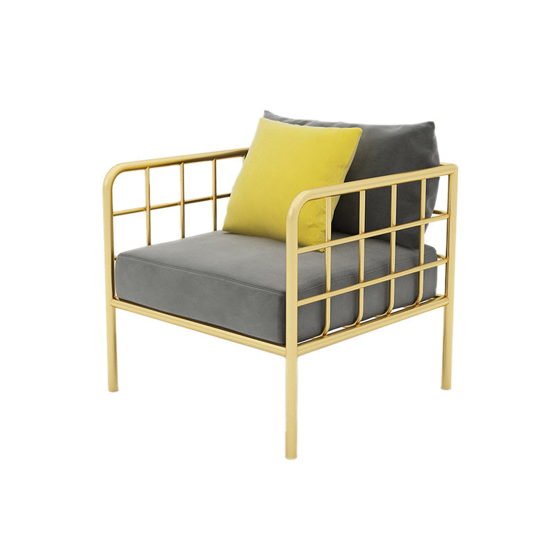 Zeitgenössischer Metallrahmen Samt quadratische Armsofa für Wohnzimmer
