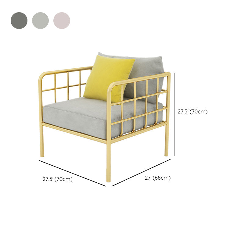 Zeitgenössischer Metallrahmen Samt quadratische Armsofa für Wohnzimmer