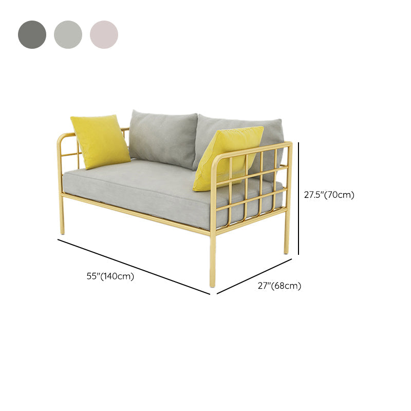 Zeitgenössischer Metallrahmen Samt quadratische Armsofa für Wohnzimmer