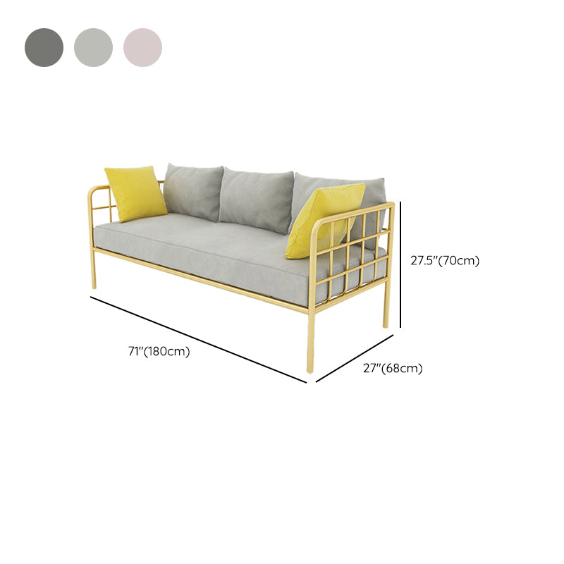 Zeitgenössischer Metallrahmen Samt quadratische Armsofa für Wohnzimmer