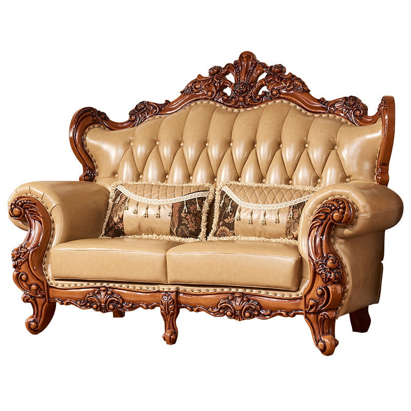 Mid secolo moderno vera pelle vera in pelle trapuntata di divano arrotolato per soggiorno