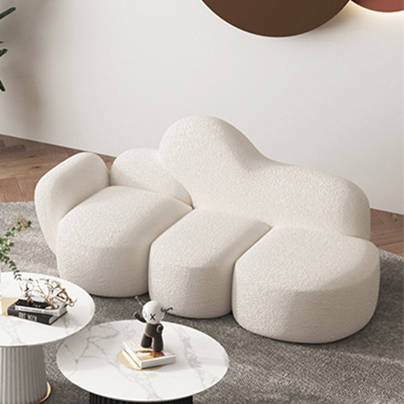 Skandinavischer 29,92 "breites Wollholz -Rahmensofa in Weiß für Wohnzimmer
