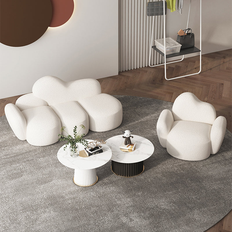 Skandinavischer 29,92 "breites Wollholz -Rahmensofa in Weiß für Wohnzimmer