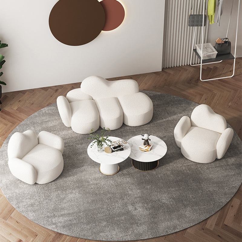 Skandinavischer 29,92 "breites Wollholz -Rahmensofa in Weiß für Wohnzimmer
