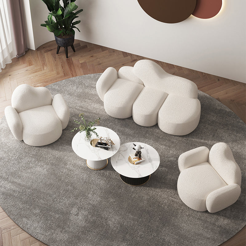Skandinavischer 29,92 "breites Wollholz -Rahmensofa in Weiß für Wohnzimmer