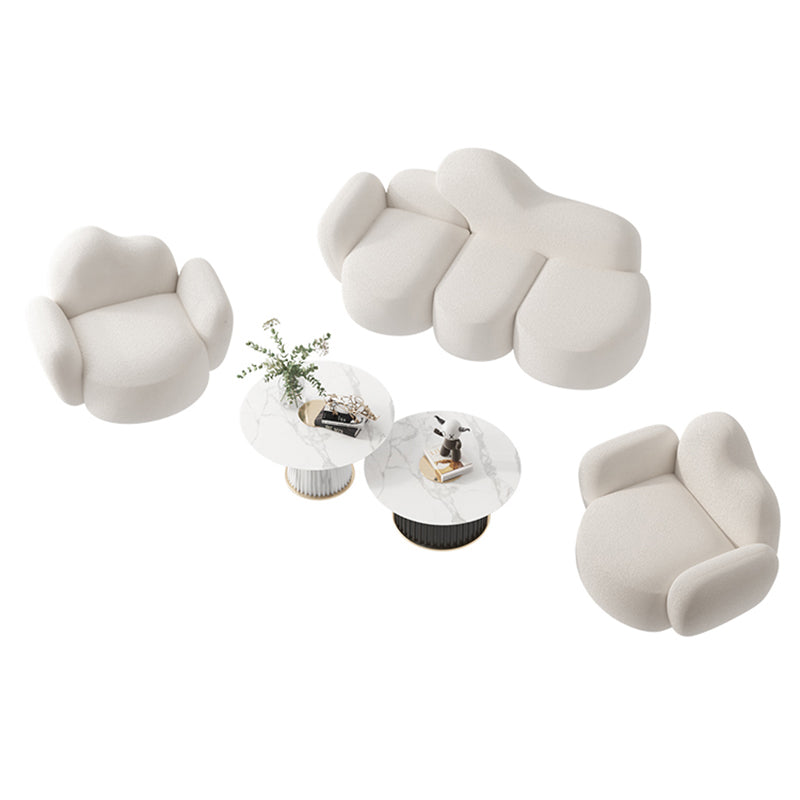 Skandinavischer 29,92 "breites Wollholz -Rahmensofa in Weiß für Wohnzimmer