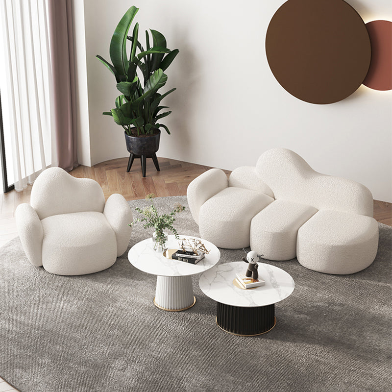 Skandinavischer 29,92 "breites Wollholz -Rahmensofa in Weiß für Wohnzimmer