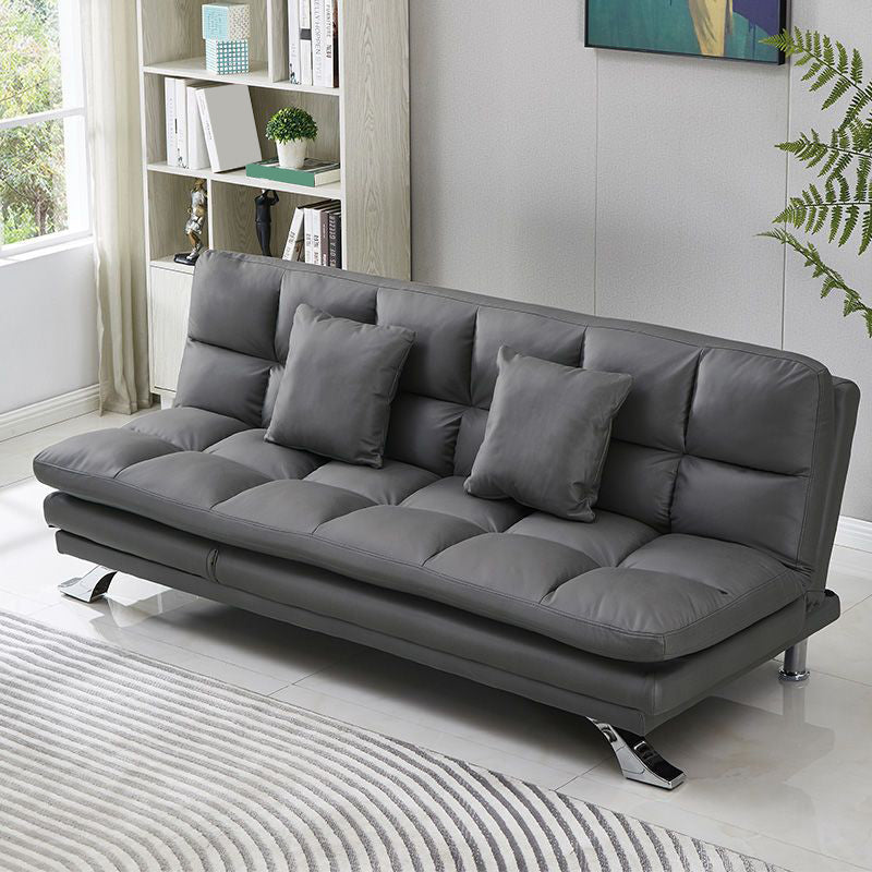 Contemporary Faux Leather Biscuit Back Armless Sofa For Living Room