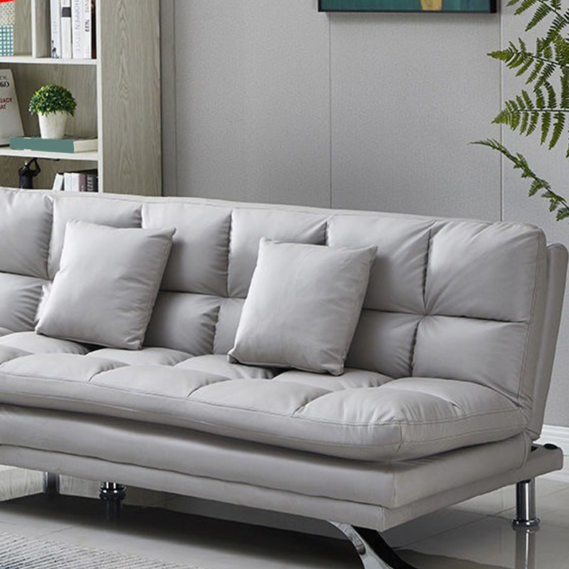 Contemporary Faux Leather Biscuit Back Armless Sofa For Living Room