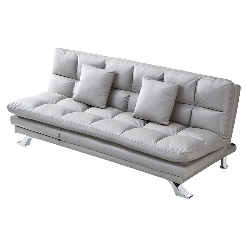 Contemporary Faux Leather Biscuit Back Armless Sofa For Living Room