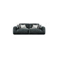 Contemporary Genuine Leather Square Arm Sofa For Living Room