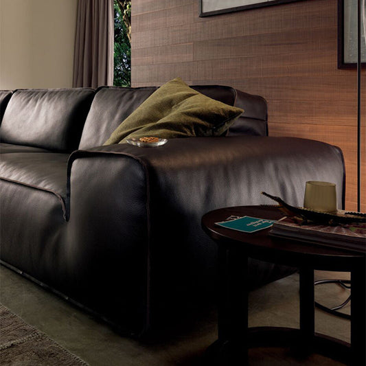 Zeitgenössische echte Lederquadrat -Armsofa für Wohnzimmer