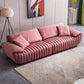 Scandinavian Leather Pillow Top Arm Sofa in Pink For Living Room