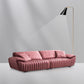 Scandinavian Leather Pillow Top Arm Sofa in Pink For Living Room