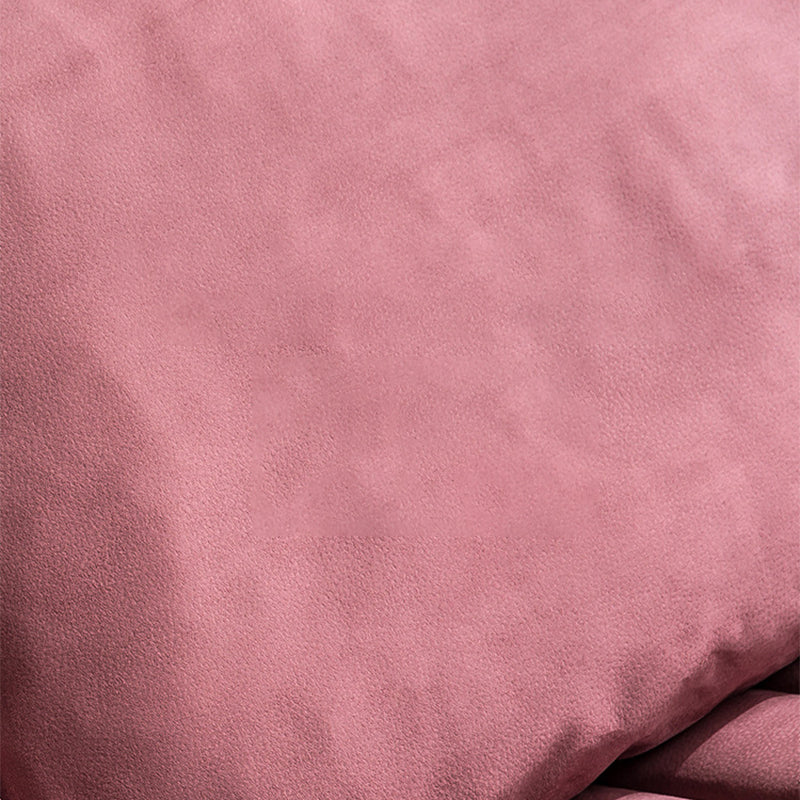 Scandinavian Leather Pillow Top Arm Sofa in Pink For Living Room