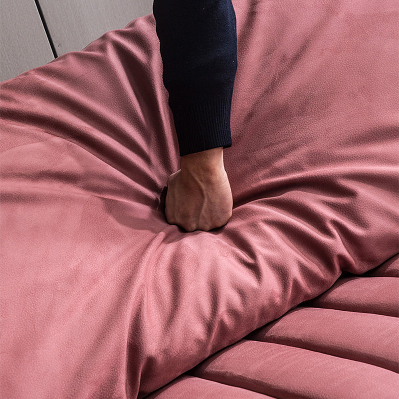 Scandinavian Leather Pillow Top Arm Sofa in Pink For Living Room