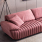 Scandinavian Leather Pillow Top Arm Sofa in Pink For Living Room