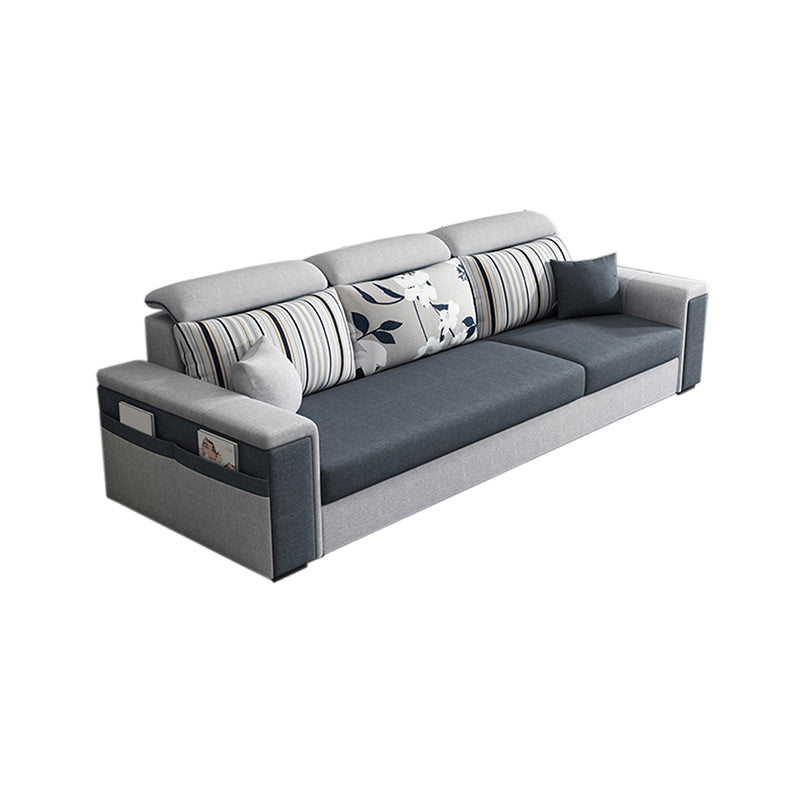 Contemporary Square Arm Sofa in Gray with Storage For Living Room 3-Seater Sofa Clearhalo 'furn' 'furn_sofas' 'Furniture' 'Living Room Furniture' 'Sofa' 'sofas' 7662430