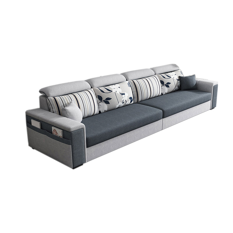 Contemporary Square Arm Sofa in Gray with Storage For Living Room 4-Seater Sofa Clearhalo 'furn' 'furn_sofas' 'Furniture' 'Living Room Furniture' 'Sofa' 'sofas' 7662433