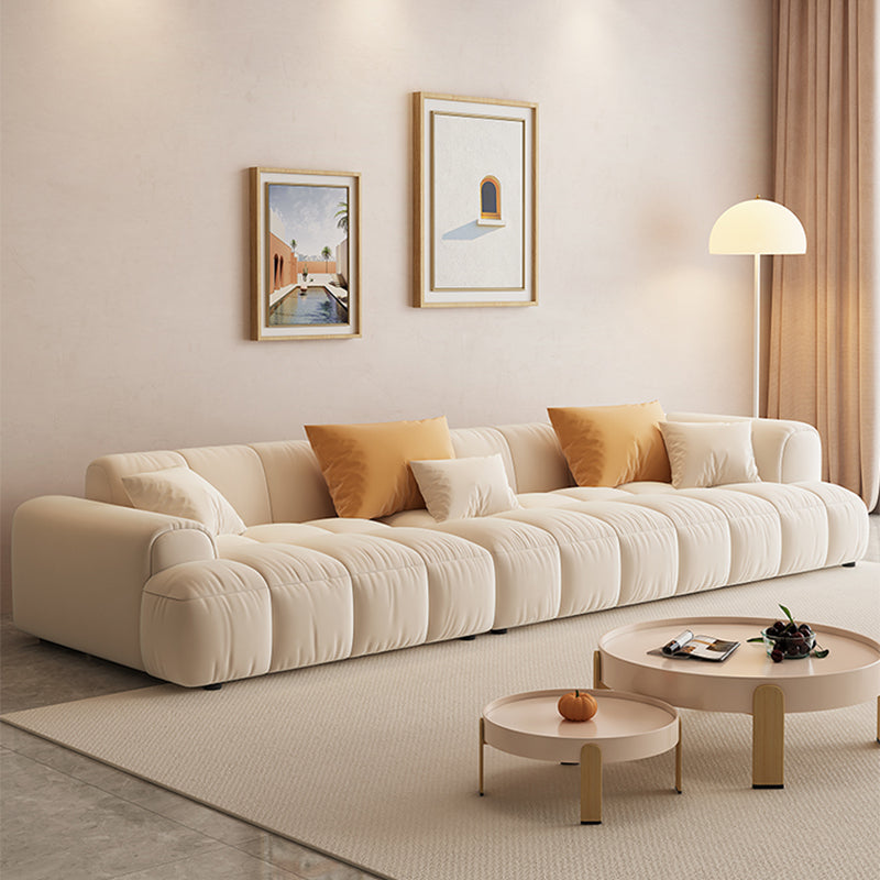 Scandinavian Wood Frame Recessed Arm Sofa in White for Living Room Clearhalo 'furn' 'furn_sofas' 'Furniture' 'Living Room Furniture' 'Sofa' 'sofas' 7662460