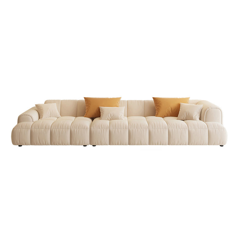 Scandinavian Wood Frame Recessed Arm Sofa in White for Living Room Tech Cloth Clearhalo 'furn' 'furn_sofas' 'Furniture' 'Living Room Furniture' 'Sofa' 'sofas' 7662462