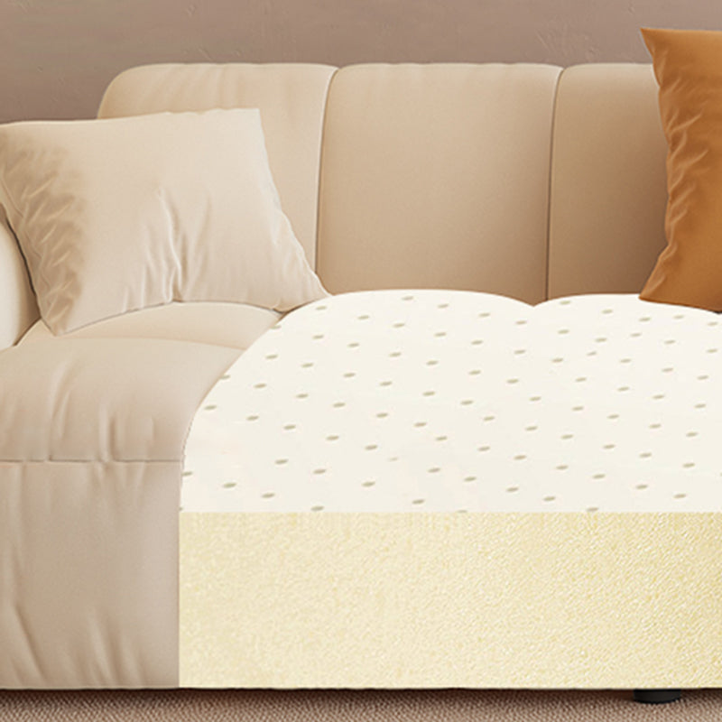 Scandinavian Wood Frame Recessed Arm Sofa in White for Living Room Clearhalo 'furn' 'furn_sofas' 'Furniture' 'Living Room Furniture' 'Sofa' 'sofas' 7662470