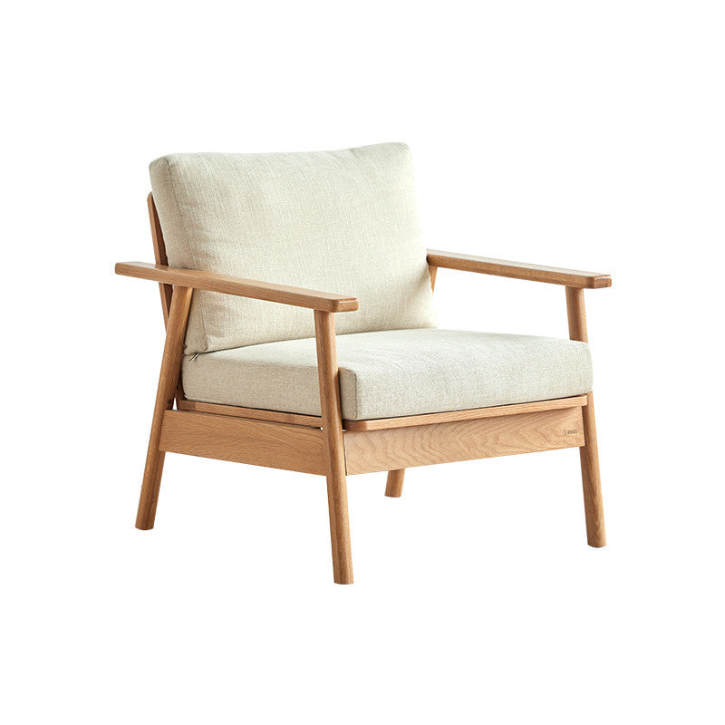 Skandinavisches Festholz -Leinensofa mit Kissen zurück für Wohnzimmer