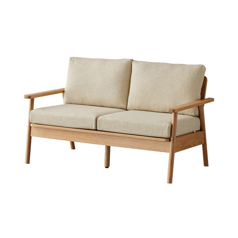 Skandinavisches Festholz -Leinensofa mit Kissen zurück für Wohnzimmer