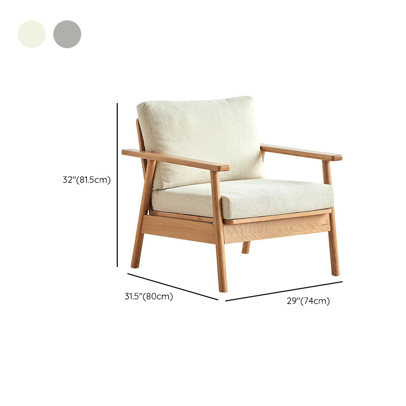 Skandinavisches Festholz -Leinensofa mit Kissen zurück für Wohnzimmer