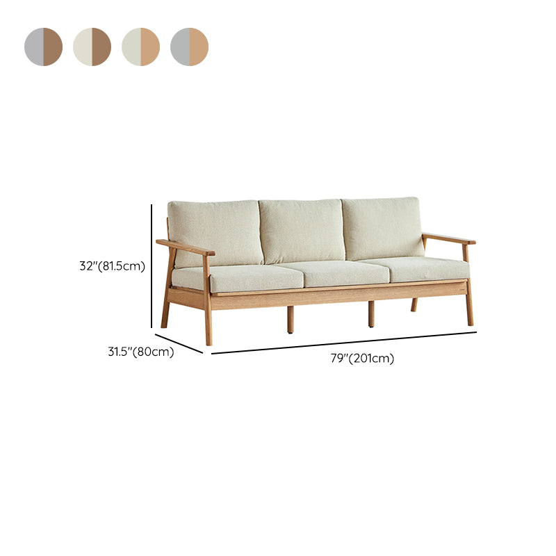 Skandinavisches Festholz -Leinensofa mit Kissen zurück für Wohnzimmer