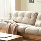 Scandinavian Solid Wood Beige Armless Sofa with Tufted Back for Living Room
