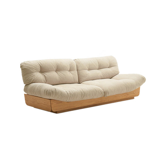 Skandinavisches massives Holz Beige Armless Sofa mit Tufted Rücken für Wohnzimmer