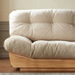 Scandinavian Solid Wood Beige Armless Sofa with Tufted Back for Living Room