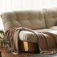 Scandinavian Solid Wood Beige Armless Sofa with Tufted Back for Living Room