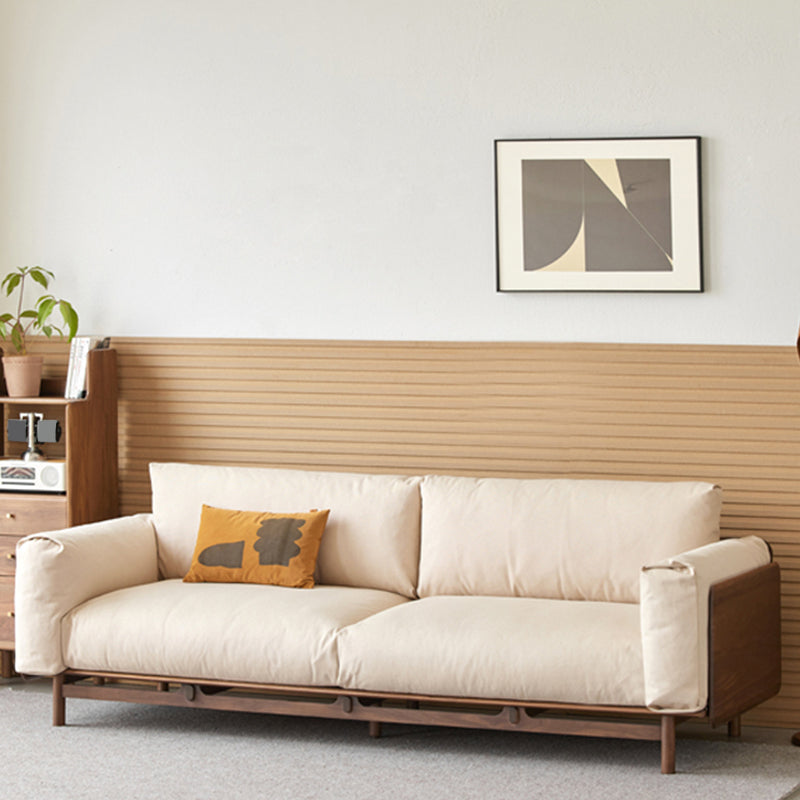 Skandinavische massive Holzleder -Quadratarmofa für Wohnzimmer