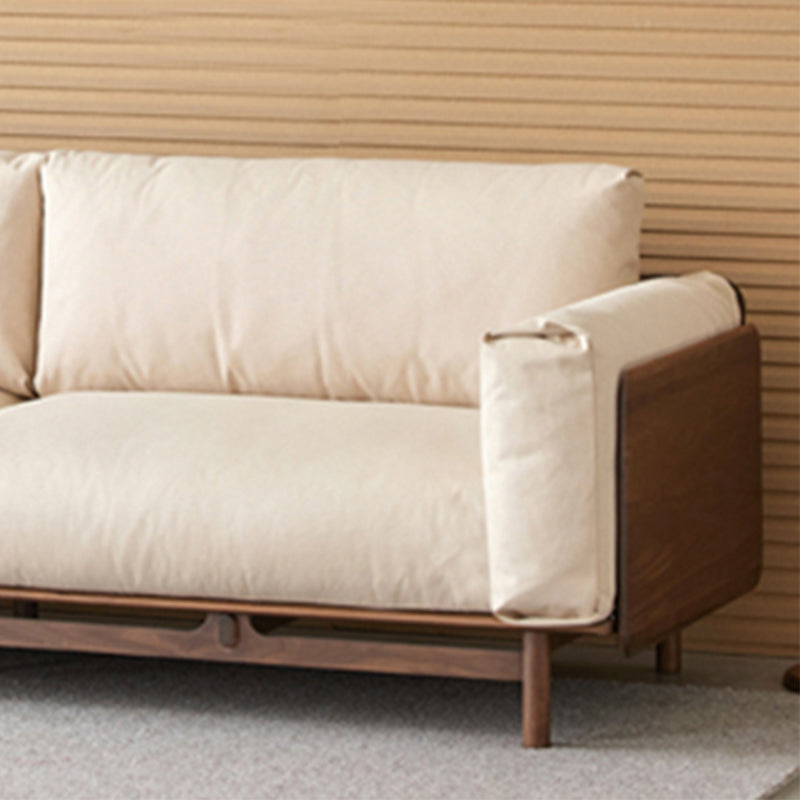 Skandinavische massive Holzleder -Quadratarmofa für Wohnzimmer