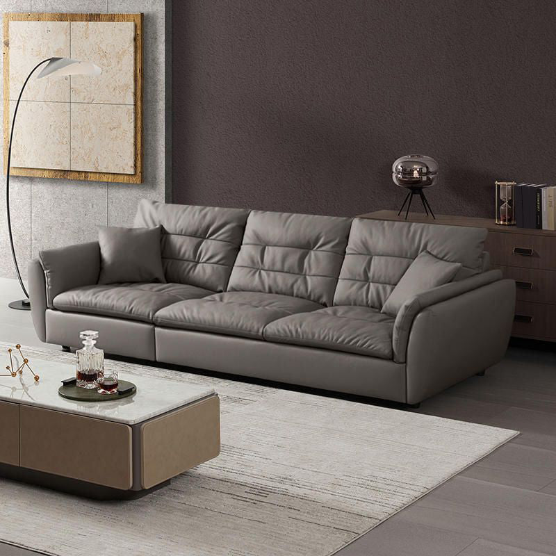 Contemporary 43.3" Wide Solid Color Faux Leather Flared Arm Sofa
