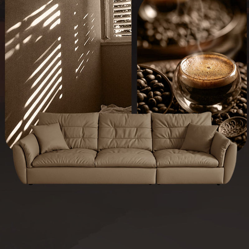 Contemporary 43.3" Wide Solid Color Faux Leather Flared Arm Sofa