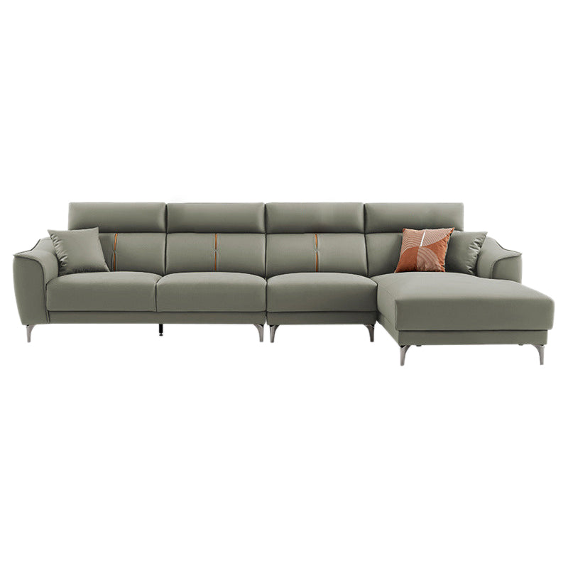 コンテンポラリースタイルのフェイクレザーソリッドカラー縫製枕バックソファ